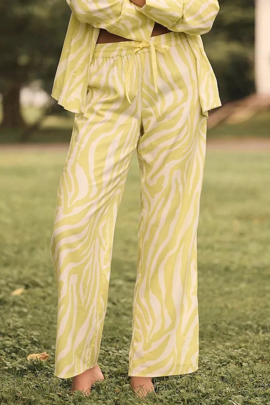 🦓 By Anthropologie Yellow Zebra Print Wide-Leg Pull-On Pants Large 🦓